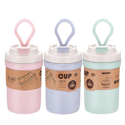 China Double Wall Bamboo Fiber Coffee Cup Minimalist Eco-Friendly Non-Slip Reusable Eco-Friendly Coffee Cups With Lids for sale