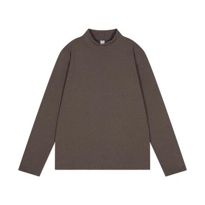 China Anti-wrinkle New Fashion Unisex Hip Hop Clothing Stand Neck Instock Velour Long Sleeve T-shirt for sale