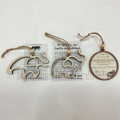 China Wooden Elephant Christmas Ornament with Story, Friendship Gift for Best Sisters Friends for sale