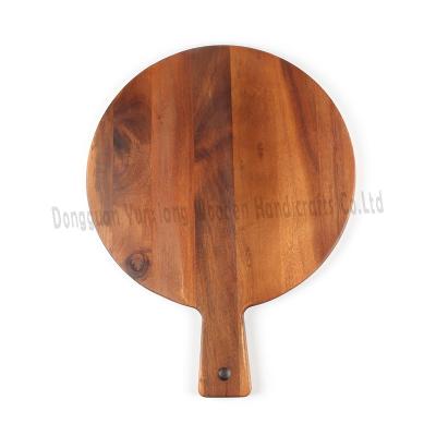 Cina Tavola da taglio di legno di acacia con manico ️ Tavola da taglio rotonda grande per cucina, merenderia, carne, formaggio, pane, pizza e vassoio da porzione in vendita