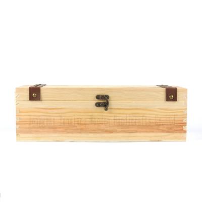 China Wooden Wine Gift Box – Rustic Solid Wood Case for One Bottle, Perfect for Weddings, Birthdays, Anniversaries or Holiday Gifts for sale