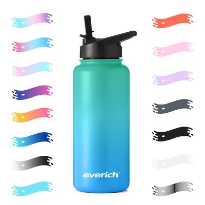China Sustainable Green Blue Gradient Large Straight Mouth Bottle Refresh Water Bottle Stainless Steel Water Bottle for sale
