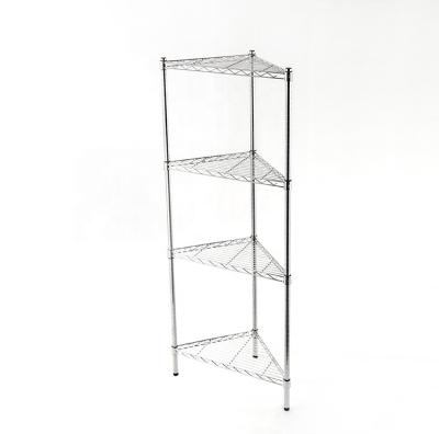 China Sustainable NSF Corner Chrome Plated Rack Shelf Triangle Bracket Wire Mesh Shelving for sale