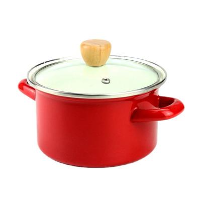 China Sustainable New Arrival Enamel Cookware Mini Double Handle Sauce Pan for sale