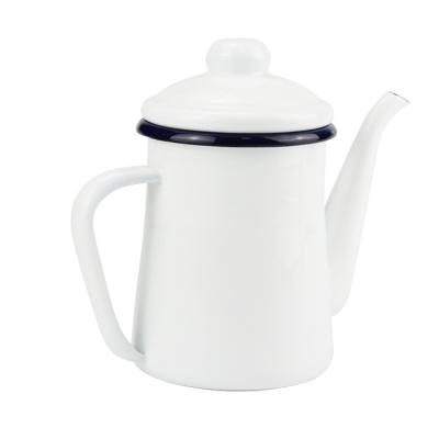 China Sustainable High Grade Hot Sale White Enamel Set Coffee Pot For Home for sale