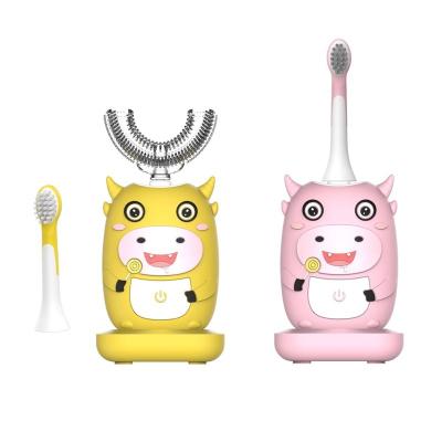 China Radio Charged 2021 Sonic Soft Dupont Bristles Kids Smart Rechargeable 360 Electric Toothbrush U Shaped Toothbrush for sale
