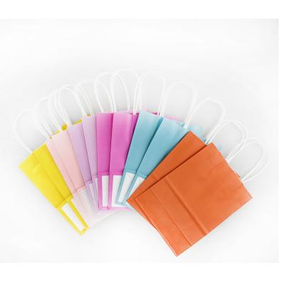 China Disposable Stock White Flat Handle Restaurant Delivery Take Out Packaging To Carry Brown Kraft Takeout Food Bag Coffee Bag Custom Logo for sale