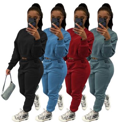 China Fashion Design QUICK DRY Women Tracksuit Loungewear Cropped Top Sweatshirt Set Hoodies Fit Two Piece Set For Women for sale