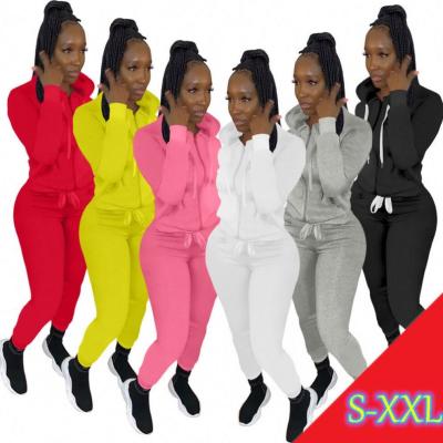 China Anti-Wrinkle 2021 Winter Crop Top Casual Long Sleeve Joggers Two Piece Pants 5colors 2 Piece Set For Women for sale