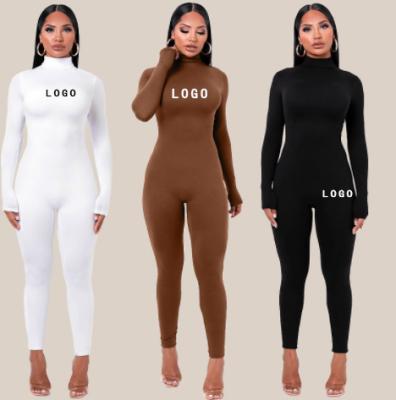 China 2022 Custom Anti-Wrinkle Long Sleeve Jumpsuit Stylish Rompers Print Women One Piece Jumpsuit for sale