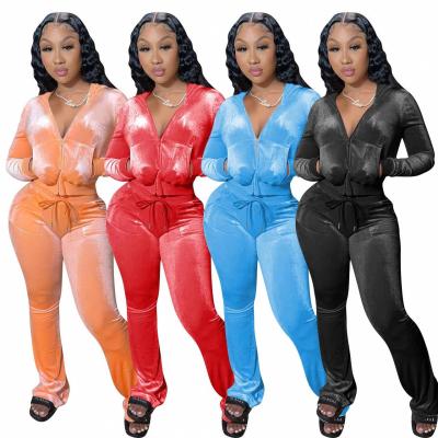 China Hot Selling Solid Anti-wrinkle Women Clothes Fall Winter Clothing 2021 Wholesale Sweetie Suits 2 Piece Pants Set for sale