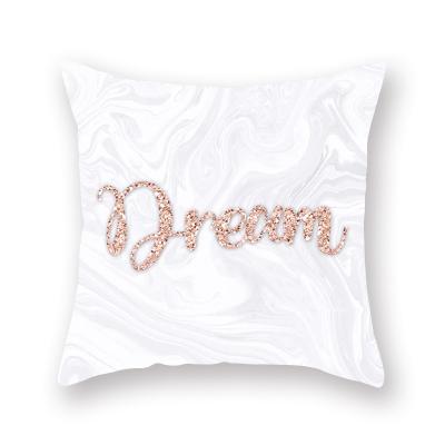 China PORTABLE 100% Polyester Peach Skin Rose Gold Powder Pink Flower Digital Printing Sofa Cushion Throw Cushion Cover Pillow Case for sale