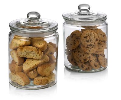 China Cosmetic China made 64oz Clear Glass Storage Jar with Lids Airtight Food Jars Glass Kitchen Containers for Pantry Countertop for sale