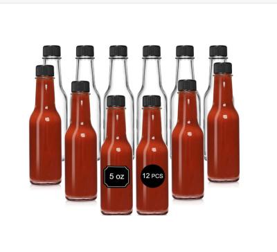 China Cosmetic food grade lead free 5oz / 150ml Hot Sauce Glass Bottles with Leak Proof Screw Cap Home Brewing Wine & Juicing Bottles for sale