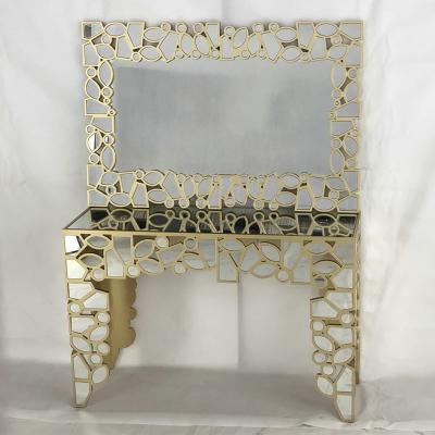 China Contemporary creative mirror champagne gold porch table mirror furniture dining table living room porch side table for sale