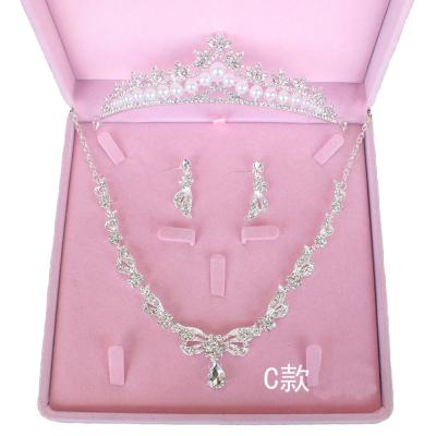 China Luxury Nigerian Copper Alloy Bride Wedding Dress Hair Accessories Beads Crown Earrings Diamonds Necklace Tiara Set for sale