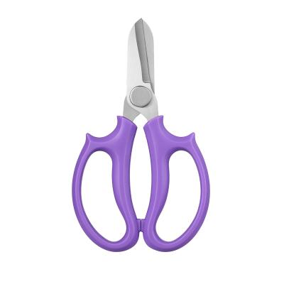 China Anti-Slip Grip Pruning Shears Floral Scissors With Purple Handle Garden Flower Scissors Garden Trimming Tools Plants Bonsai Cutting Tools for sale