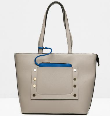 China Large Casual Fashion Shoulder Bag Rivets Decorate Women Bag PU Tote Bag With Purse Saffiano for sale