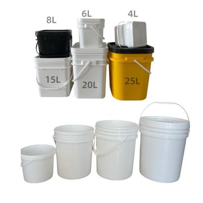 China Transparent 5L 10L 15L 20L Plastic White Square Pail Plastic Bucket GAP/ISO/FDA Certified for sale