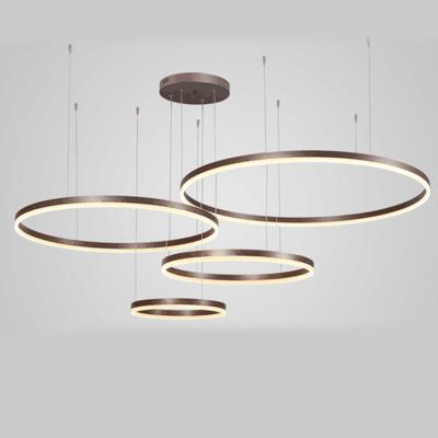 China Modern Luxury Large Gold Round Acrylic Circle Chandeliers Led Hanging Pendant Lights for sale