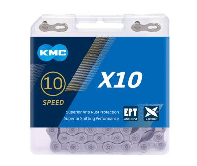 China Original Eco ProTeQ Cavity Silver Gold Rustproof Links KMC X10 X10EPT X10EL X10SL 10 Speed 116 Bike Bike Chain for sale