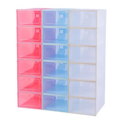 China Wholesale Stackable Clear Transparent Shoe Box Folding Plastic Shoes Storage Organizer for sale