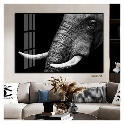 China Dafen Elephant Original Crystal Porcelain Painting Wall Art Modern Art Acrylic Painting Home Decoration for sale
