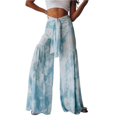 China New Women's Summer Anti-Static Spring Digital Printing Loose Casual Wide Leg Pants Beach Vacation Party Pants for sale