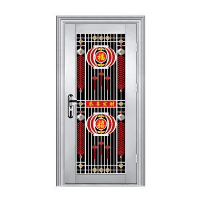 China Anti-Theft Full Tempered Or Frosted Glass With Grill Inside Stainless Steel Single Door for sale