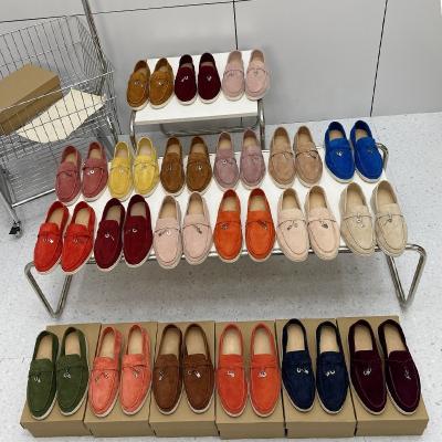 China Summer Flat Walk Shoes Women Loafers Genuine Leather Beanie Shoes Comfortable Soft Sole Causal Moccasin Metal Lock Loafers for sale