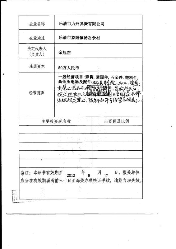 海关进出口证书 - Shanghai Futu Industry Co.,Ltd