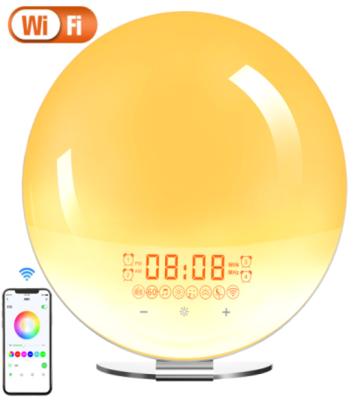 China 2021 Hot Selling Smart Radio Nap Lamp Wake Up Light Wake Up Clock Lighting Design Electronic Light Alarm Clock for sale