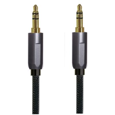 China Car 3ft Gold Plated Grey Nylon headphone cable 3.5mm Hi-Fi Sound 3.5mm audio aux cable Auxiliary Male to Male 3.5mm stereo Cable for sale