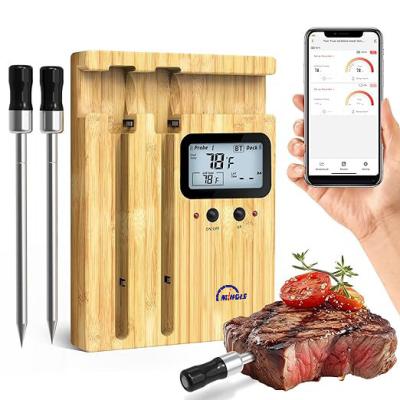 China Long Range 165ft Tuya App Remote Smart Bbq Cooking Thermometer Bluetooth 5.0 Wireless Dual Needle Meat Thermometer for sale