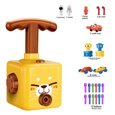 China ABS Early Education Slide Car Balloon Launcher Ride Set For Kids Birthday Gift Racing Cartoon Balloon Car for sale