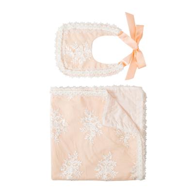 China Hot Sale Simple Fancy Tie Ties Bow Bib Lace Babies Bedding Bibs And Covering Set for sale