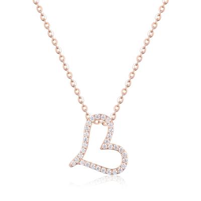 China CLASSIC Fashion Cute Rose Gold Heart Pendant Delicate Necklace Ladies Rose Gold Plated Jewelry for sale