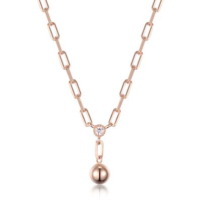 China Cute Ball Necklace Sterling Silver Rose Gold Plated Fashion Ladies Necklace Pendant for sale