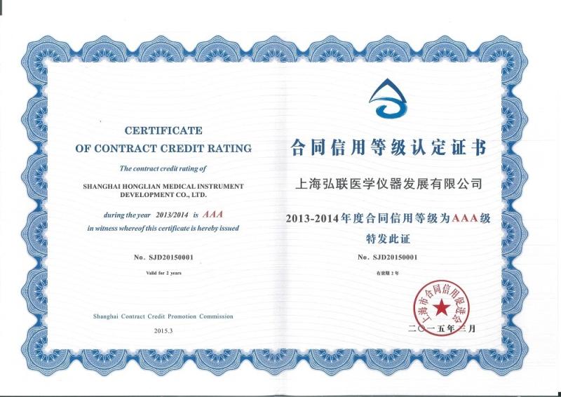 The Contract Credit Rating - Shanghai Honglian Medical Tech Group