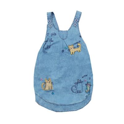China Breathable Summer Embroidered Cat Girls Jeans Skirts Baby Cowboy Skirt Children Suspender Back Skirt Baby Clothes Breathable 2-8 Years for sale