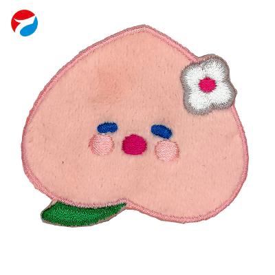 China Self-adhesive Custom Colorful Soft Cloth Embroidery Cute Plush Plant Animal Hits Stickers Posting Fixed Hair Decorations for sale