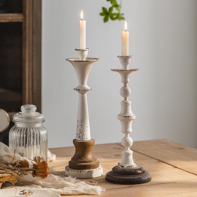 China Home decoration wooden with iron candle holder wedding decor for sale