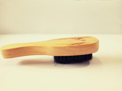 China Easy Clean Wooden Shoe Polish Brush Soft Horse Hair Shoe Shine Brush for sale