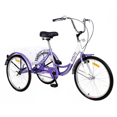China 24 Inch Steel Frame Speed 3 Wheel Cargo Tricycle Rickshaw Adult Single Pedal Tricycles for sale