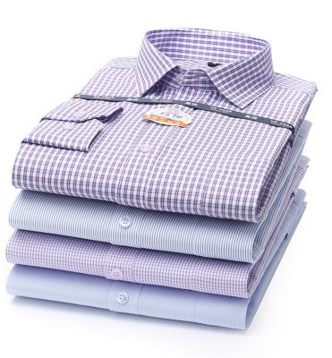 China Wholesale Custom New Jacquard Shirts Men's Business Casual Dress Dress Stripe Plaid Anti-pilling Cotton Tops Non Iron Shirts Business Professional Shirt for sale