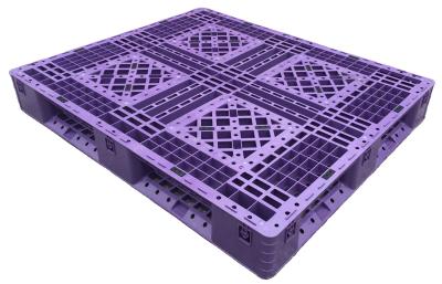 China Stackable Blue Plastic Pallets 1200x1000mm 4 Way Entry Single Faced Style for sale