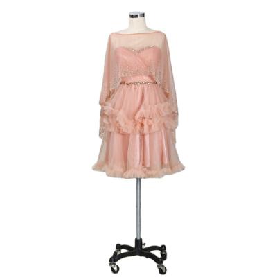 China New Design Sequined Sweetheart Anti Wrinkle Design Short Cocktail Dress Prom Dress With Net Cape for sale