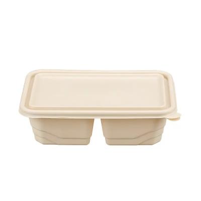Chine 2 boîtes avec couvercle amidon de maïs boîte de déjeuner boîte d'emballage jetable fast food en gros à vendre