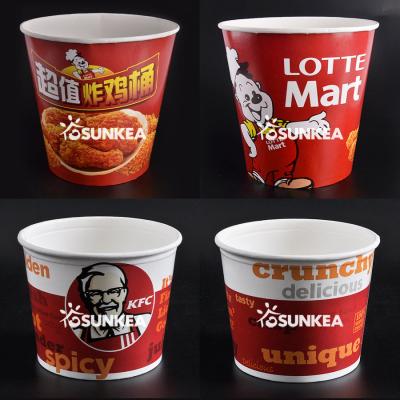 China 32-170oz Custom Logo Round Fried Chicken Paper Bucket Fast Food Packaging Box for sale