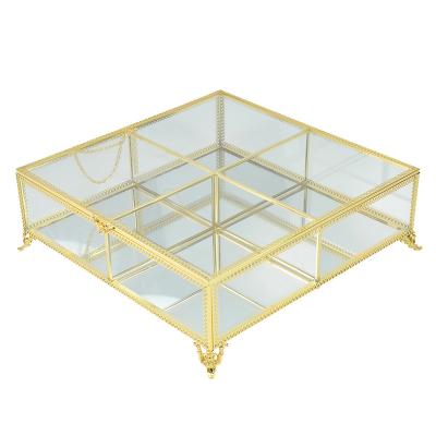 China Gift Packing Glass Storage Ring Earring Necklace Jewelry Box Custom Metal Box Retro Display Storage Box for sale